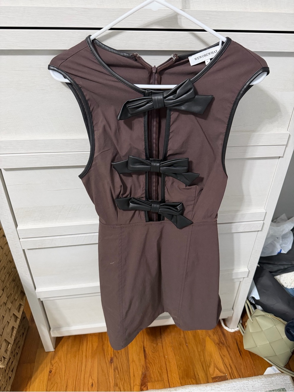 Brown Bow-Accent Dress